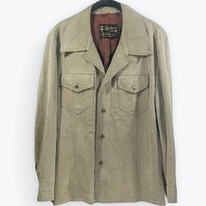 Men's Tan Leather Suede Shirt Jacket 42 Reg The Leather Shop Sears